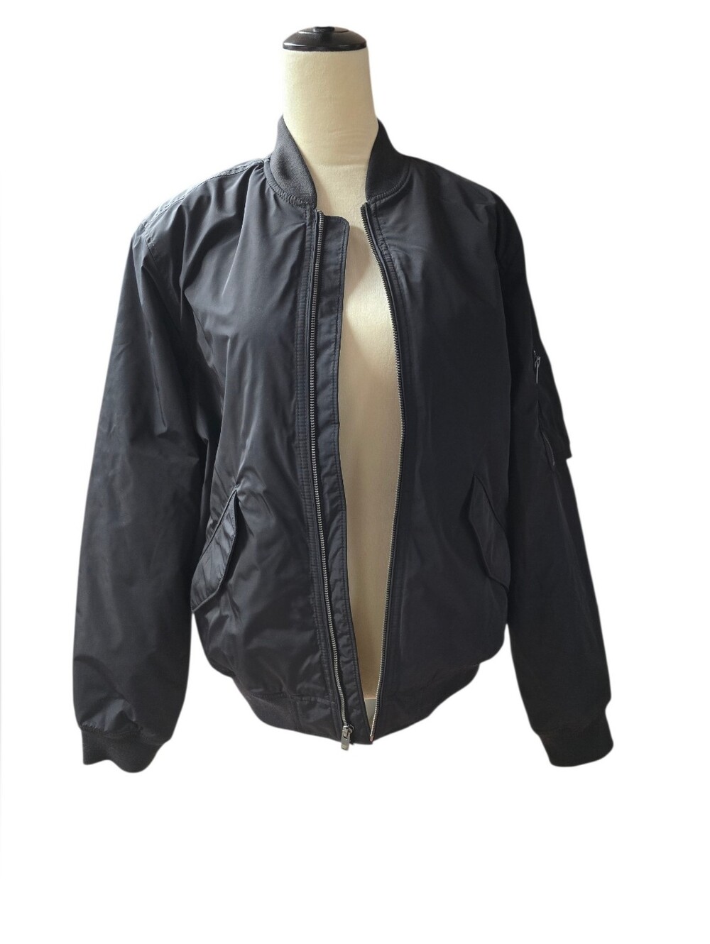 NWT Old Navy Black Bomber Jacket - Water Resistant Lightweight Zip-Up sz S